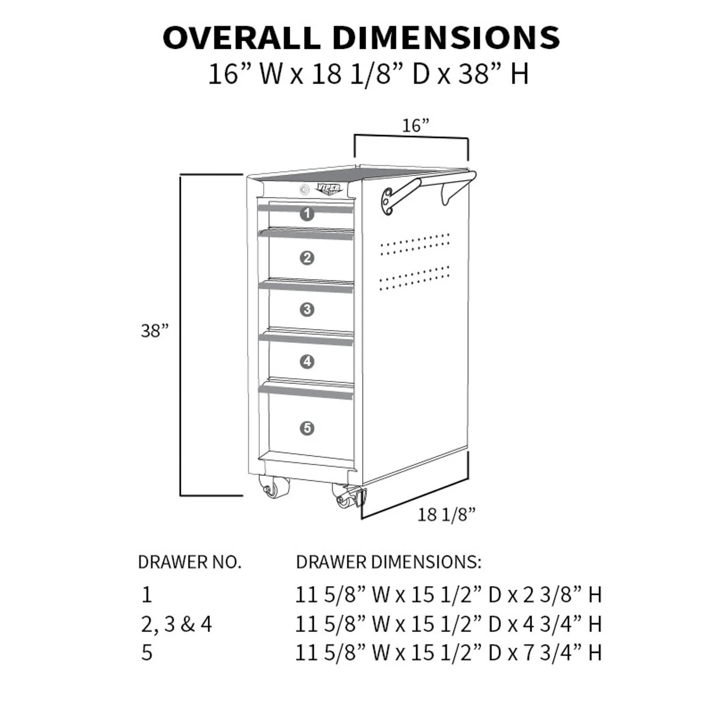 16-Inch 5-Drawer Rolling Salon Cart - Image 32
