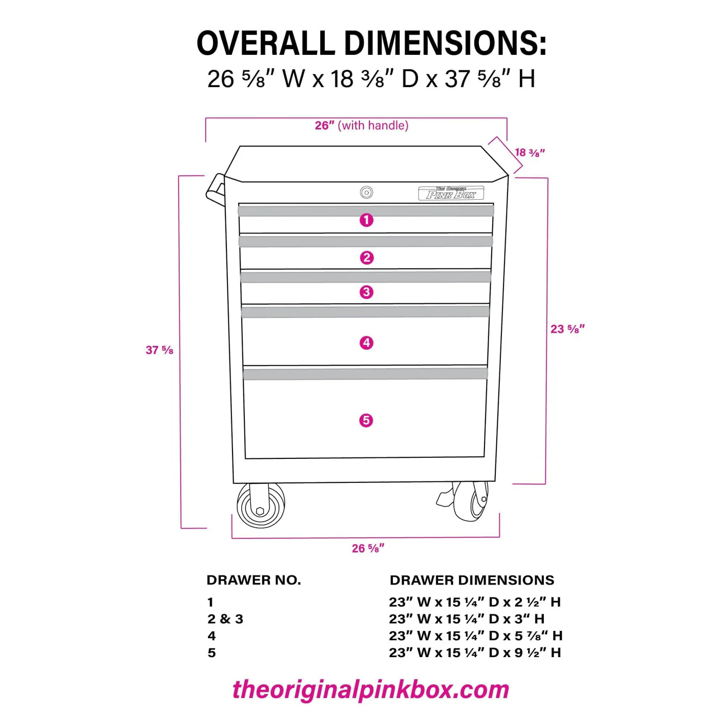 26-Inch 5-Drawer Rolling Cabinet - Image 7