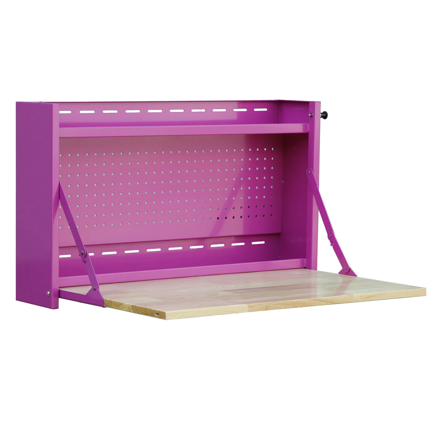 32-Inch Folding Wall-Mounted Worktable with Butcher Block Top - Image 3