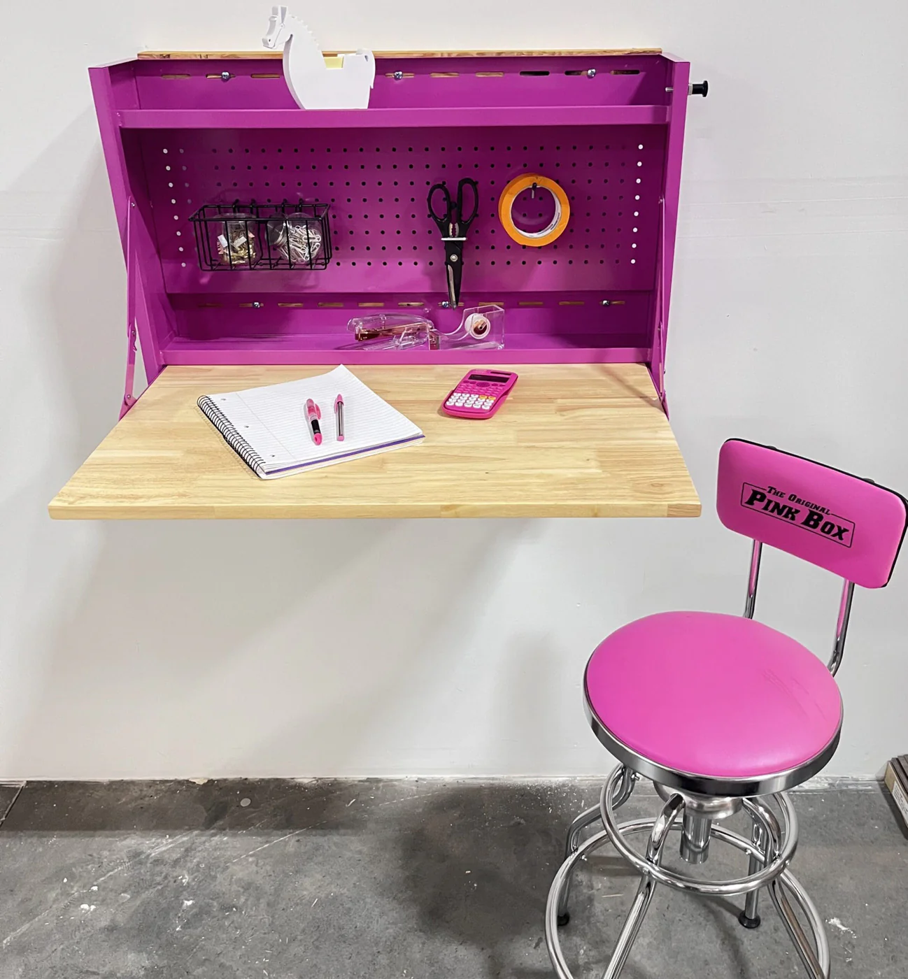 32-Inch Folding Wall-Mounted Worktable with Butcher Block Top - Image 5