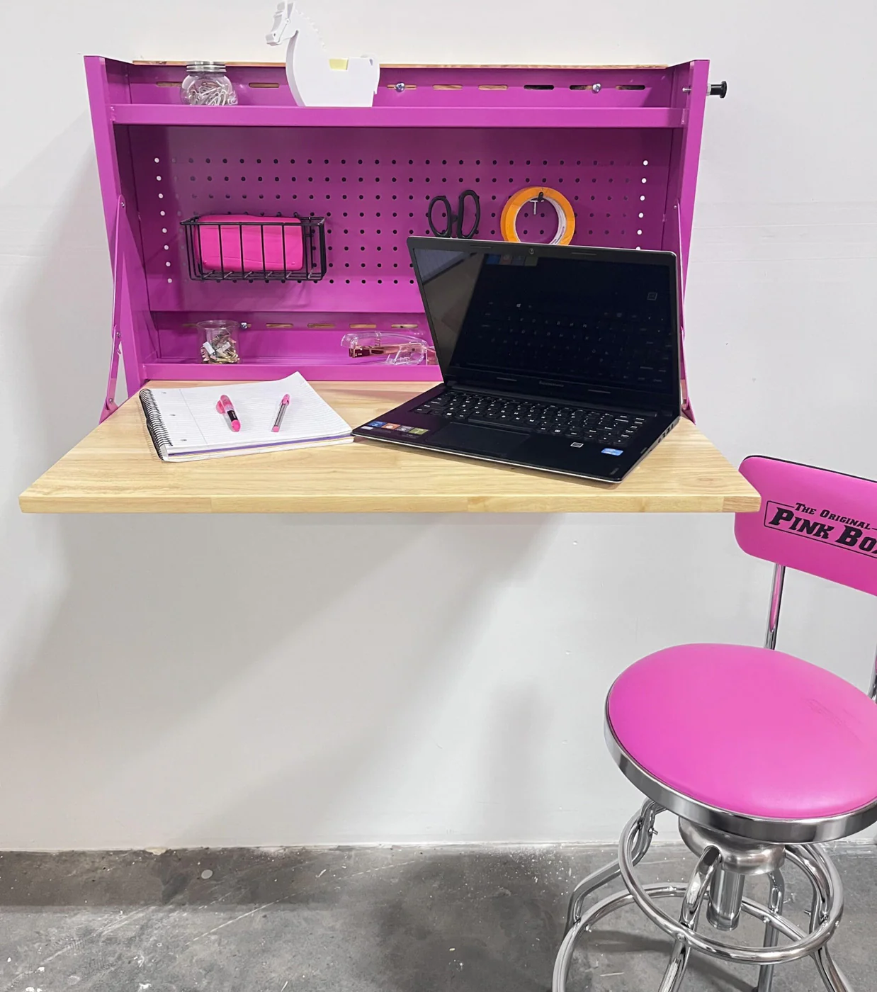 32-Inch Folding Wall-Mounted Worktable with Butcher Block Top - Image 7