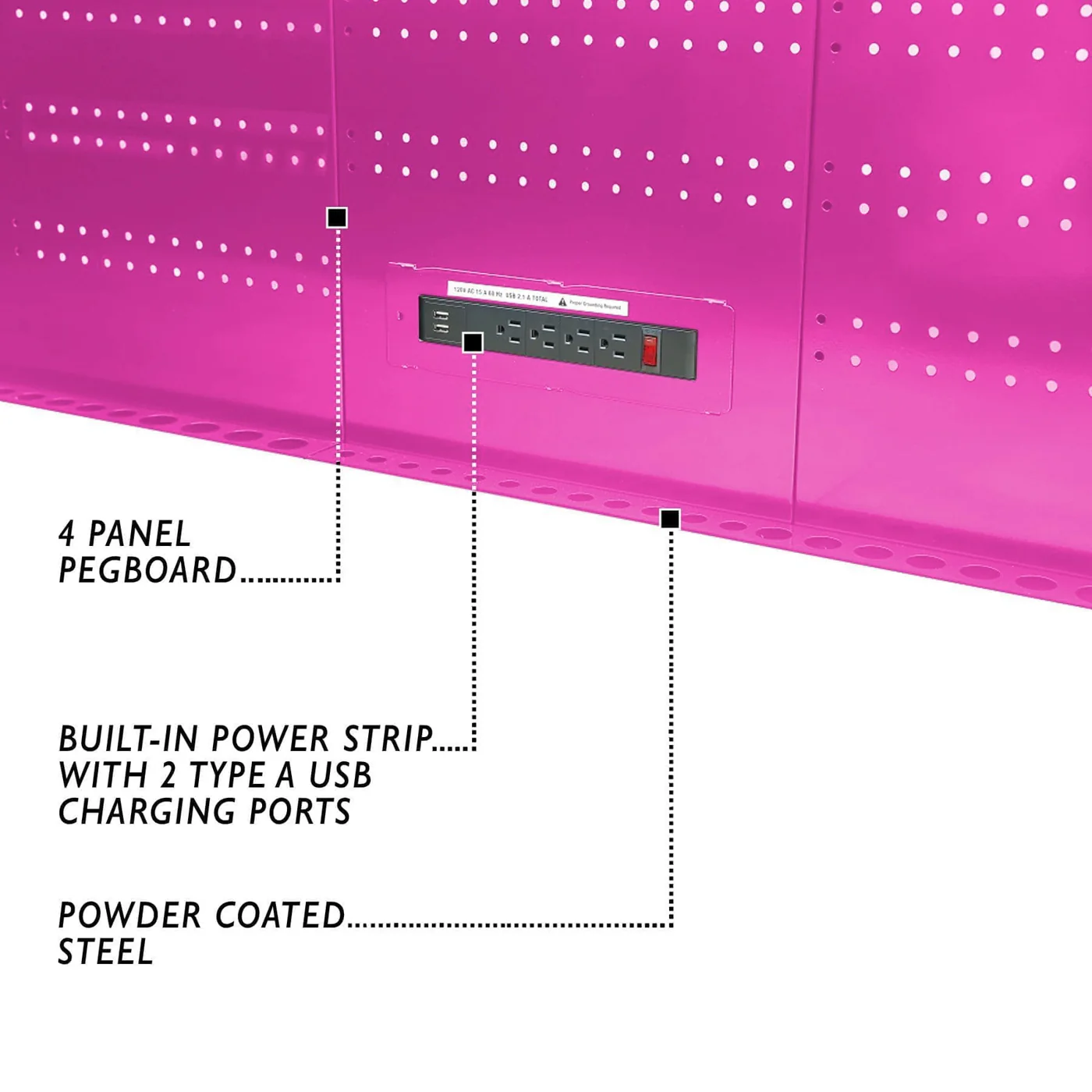 60-Inch 7-Drawer Rolling Workstation with Power Strip - Image 10