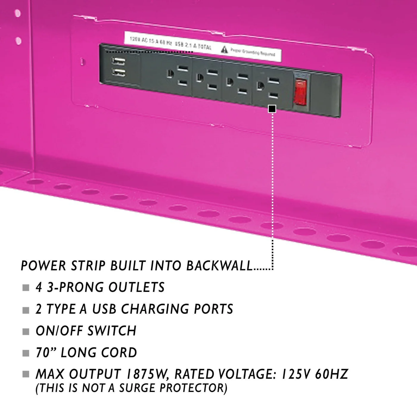 60-Inch 7-Drawer Rolling Workstation with Power Strip - Image 11