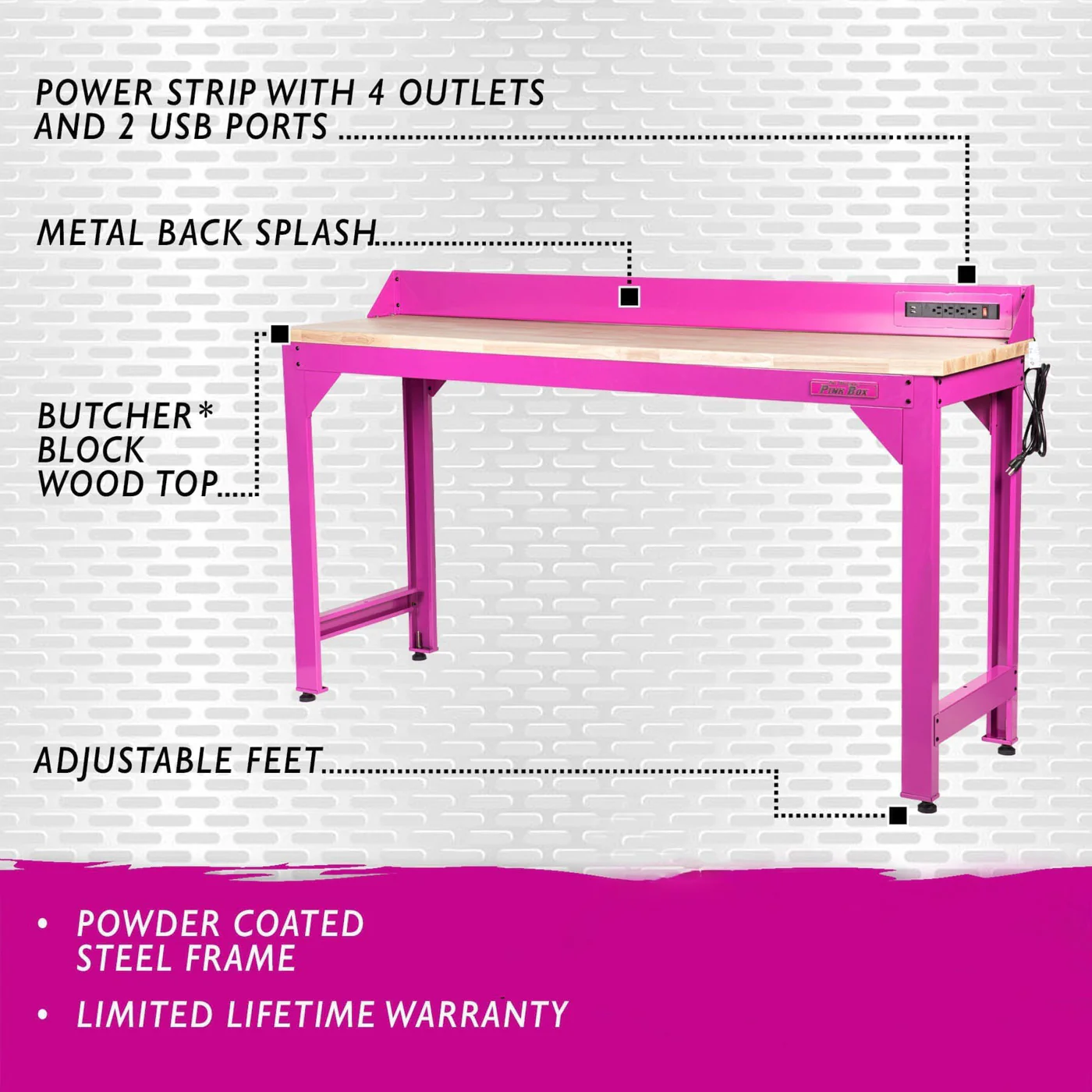 72-Inch Worktable with Butcher Block Top - Image 6